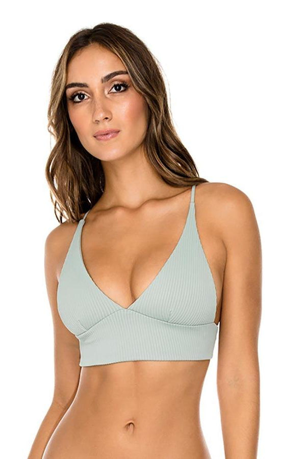 Luli Fama Orillas Del Mar Ribbed Banded X-Back Bikini Top